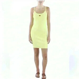 Hugo BOSS NWT nirabel ribbed fitted cami new dress XS yellow summer beach Xsmall